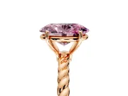 Solitaire Engagement Ring Setting for Fancy Pink Oval Center with 2-Strand Rope Twist Band and Prong Head in Rose Gold