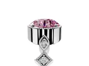 Milgrain Bezel Engagement Ring Setting for Fancy Pink Round Cut Center with Marquise Stations and Bezel Head in Platinum