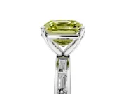 Solitaire Engagement Ring Setting for Fancy Yellow Asscher Cut Center with Channel Baguette Band and Prong Head in White Gold