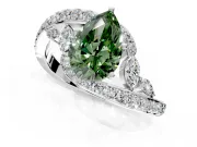 Solitaire Engagement Ring Setting for Fancy Green Pear-Shaped Center with Pave Bypass Twist Band and Prong Head in Platinum