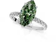 Solitaire Engagement Ring Setting for Fancy Green Marquise Center with Micro Pave Band and Prong Head in Platinum