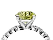 Solitaire Engagement Ring Setting for Fancy Yellow Round Cut Center with Alternating Size Accents and Prong Head in Sterling Silver