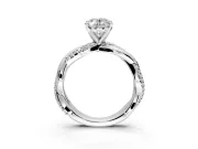 Solitaire Engagement Ring Setting for Oval Center with Pave and Plain Crossover and Basket Head in Platinum