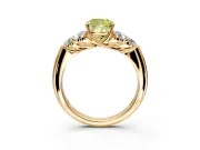 Cluster Engagement Ring Setting for Fancy Yellow Cushion Cut Center with Round Cut Accent Frame and Prong Head in Yellow Gold