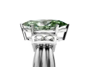 Solitaire Engagement Ring Setting for Fancy Green Marquise Center with Grooved Bar Accent Band and Prong Head in White Gold