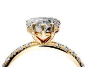 Solitaire Engagement Ring Setting for Heart-Shaped Center with Micro Pave Band and Prong Head in Yellow Gold
