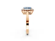 Starburst Halo Engagement Ring Setting for Fancy Blue Radiant Cut Center with Flat Cathedral Band and Prong Head in Rose Gold