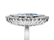 Halo Engagement Ring Setting for Fancy Blue Marquise Center with Milgrain Bezel Rim, Plain Band and Prong Head in Platinum
