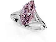 Solitaire Engagement Ring Setting for Fancy Pink Marquise Center with Milgrain Cathedral Band and Prong Head in Platinum