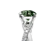 Crossover Engagement Ring Setting for Fancy Green Round Cut Center with Pave and Plain Strands and Prong Head in Platinum