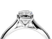 Solitaire Engagement Ring Setting for Emerald Cut Center with Narrow Cathedral Band and Prong Head in Platinum