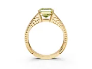 Split Shank Engagement Ring Setting for Fancy Yellow Asscher Cut Center with Pave Split Shank and Prong Head in Yellow Gold