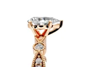 Solitaire Engagement Ring Setting for Pear-Shaped Center with Milgrain Bezel Accents and Prong Head in Rose Gold