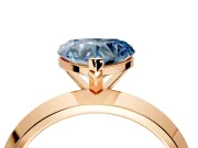 Solitaire Engagement Ring Setting for Fancy Blue Heart-Shaped Center with Wide Knife Ridge Band and Prong Head in Rose Gold