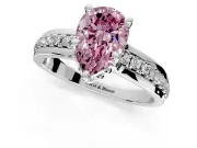 Solitaire Engagement Ring Setting for Fancy Pink Pear-Shaped Center with Raised Channel Band and Prong Head in Platinum