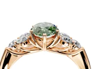 Cluster Engagement Ring Setting for Fancy Green Marquise Center with Round Cut Accent Frame and Prong Head in Rose Gold