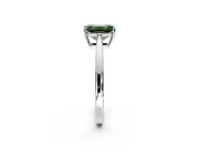 Solitaire Engagement Ring Setting for Fancy Green Emerald Cut Center with Open Cathedral Shoulders and Prong Head in Sterling Silver