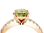 Solitaire Engagement Ring Setting for Fancy Yellow Radiant Cut Center with Single Row Accent Band and Prong Head in Rose Gold
