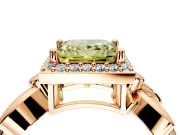 Halo Engagement Ring Setting for Fancy Yellow Princess Cut Center with Floral Band and Prong Head in Rose Gold