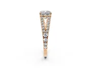 Solitaire Engagement Ring Setting for Cushion Cut Center with Pave Split Shank and Prong Head in Rose Gold