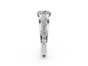 Solitaire Engagement Ring Setting for Radiant Cut Center with Graduated Shared Prongs and Prong Head in Platinum