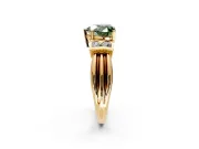 Solitaire Engagement Ring Setting for Fancy Green Heart-Shaped Center with Grooved Bar Accent Band and Prong Head in Yellow Gold