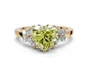 Solitaire Engagement Ring Setting for Fancy Yellow Heart-Shaped Center with Marquise Flower Shoulders and Prong Head in Yellow Gold