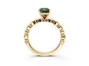 Solitaire Engagement Ring Setting for Fancy Green Radiant Cut Center with Beaded Bezel Station Band and Prong Head in Yellow Gold