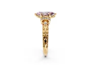 Solitaire Engagement Ring Setting for Fancy Pink Marquise Center with Filigree Band and Prong Head in Yellow Gold