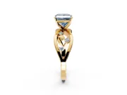 Solitaire Engagement Ring Setting for Fancy Blue Princess Cut Center with Criss-Cross Accent Band and Prong Head in Yellow Gold