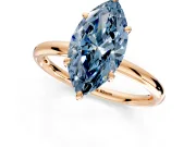 Low-Set Solitaire Engagement Ring Setting for Fancy Blue Oval Center with Thin Plain Band and Prong Head in Rose Gold