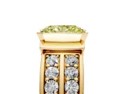 Bezel Engagement Ring Setting for Fancy Yellow Radiant Cut Center with Wide Channel-Set Band and Bezel Head in Yellow Gold