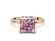 Minimalist Solitaire Engagement Ring Setting for Fancy Pink Princess Cut Center with Thin Band and Prong Head in Rose Gold