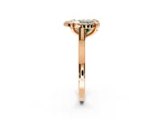 Single Halo Engagement Ring Setting for Fancy Green Heart-Shaped Center with Corner Claws, Plain Band and Prong Head in Rose Gold