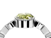 Milgrain Bezel Engagement Ring Setting for Fancy Yellow Oval Center with Marquise Stations and Bezel Head in Platinum