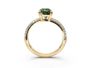 Solitaire Engagement Ring Setting for Fancy Green Radiant Cut Center with Multi-Row Pave Accents and Basket Head in Yellow Gold