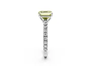 Solitaire Engagement Ring Setting for Fancy Yellow Asscher Cut Center with Large Accent Band and Prong Head in Sterling Silver
