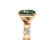 Solitaire Engagement Ring Setting for Fancy Green Radiant Cut Center with Beaded Bezel Station Band and Prong Head in Rose Gold