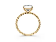 Solitaire Engagement Ring Setting for Asscher Cut Center with Plain Twisted Rope Band and Prong Head in Yellow Gold