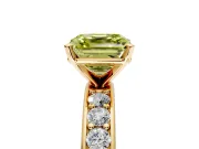 Solitaire Engagement Ring Setting for Fancy Yellow Asscher Cut Center with Channel-Set Accents and Prong Head in Yellow Gold