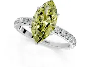 Solitaire Engagement Ring Setting for Fancy Yellow Marquise Center with Large Accent Band and Prong Head in Sterling Silver