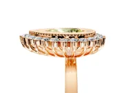 Halo Engagement Ring Setting for Fancy Yellow Pear-Shaped Center with Milgrain Bezel Rim, Plain Band and Prong Head in Rose Gold