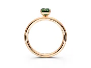 Low-Set Solitaire Engagement Ring Setting for Fancy Green Emerald Cut Center with Thin Plain Band and Prong Head in Rose Gold