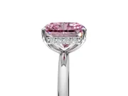 Solitaire Engagement Ring Setting for Fancy Pink Radiant Cut Center with Plain Band, Open Basket and Prong Head in Sterling Silver