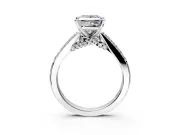 Solitaire Engagement Ring Setting for Princess Cut Center with Crossover Accents and Prong Head in Platinum