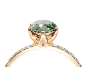 Solitaire Engagement Ring Setting for Fancy Green Marquise Center with Fine Pave Accents and Prong Head in Rose Gold