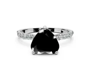 Solitaire Engagement Ring Setting for Fancy Black Heart-Shaped Center with Pave Accents and Prong Head in Platinum
