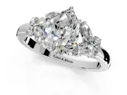 Solitaire Engagement Ring Setting for Pear-Shaped Center with Marquise Flower Shoulders and Prong Head in White Gold