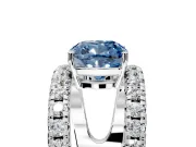 Solitaire Engagement Ring Setting for Fancy Blue Cushion Cut Center with Wide-Open Split Shank and Prong Head in Sterling Silver
