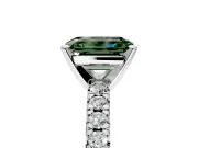 Solitaire Engagement Ring Setting for Fancy Green Emerald Cut Center with Large Accents and Prong Head in Platinum